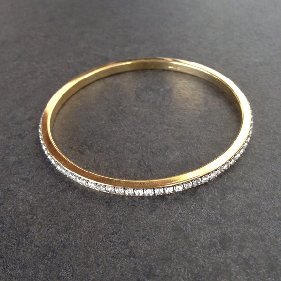 Vintage Gols & Rhinestone Bangle Bracelet - Picture 2 of 3